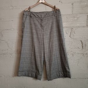 Black & White Houndstooth Cropped Wide Leg Trouser